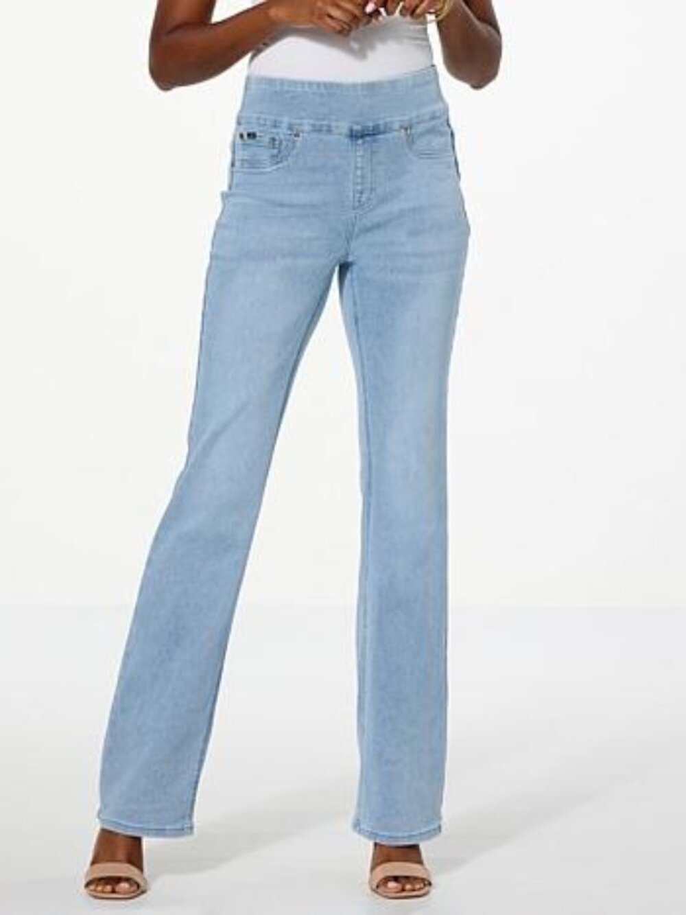 DG2 by Diane Gilman Stretch Denim Comfort Waist Bootcut Jean - Size Medium Petit